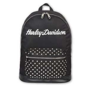 Harley-Davidson Women's Classic Studded Backpack, 3D Embroidered Logo - Black
